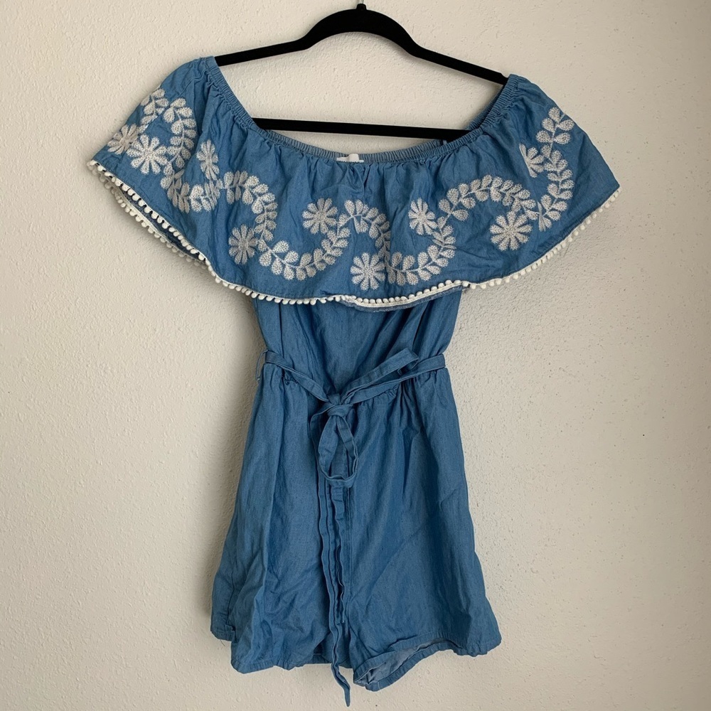 Sugar+Lips chambray embroidered romper S